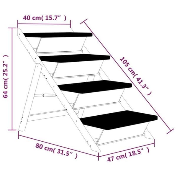 vidaXL Hundstege grå 105x47 cm av solid granträ 172420