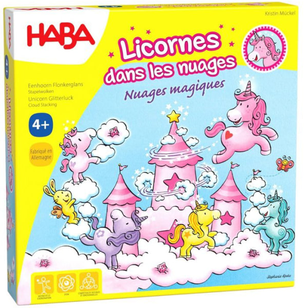 Haba -Spel Enhörningar i molnen - Magiska moln - flerfärgade