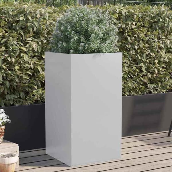 Planteringslåda - Silverfärgad - 42x38x75 cm - Galvaniserat stål - Rektangulär - Hållbar Silver