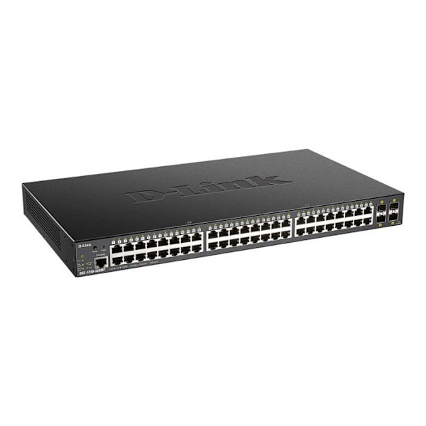 D-Link nätverksswitch - DGS-1250-52XMP/E - 48 PoE-portar - 4 SFP+-portar 10G - 176 Gbps Svart