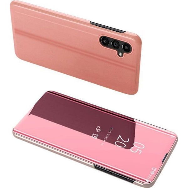 Hurtel Clear View-fodral för Samsung Galaxy A54 5G med rosett i rosa