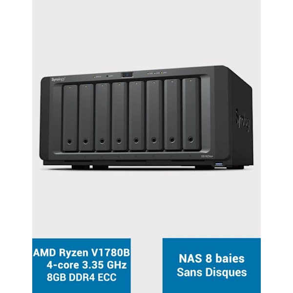 NAS-server - SYNOLOGY - DS1823XS+ - 8 fack - 8 GB DDR4 - USB 3.2 Gen I, eSATA Svart