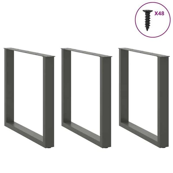 vidaXL U-formade matbordben 3 delar Anthracite 90 x (72-73) cm Stål 4013210