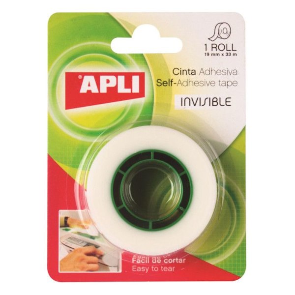 Tejp - APLI - Osynlig - 19 m x 33 mm - Ideal för retuschering och layout.