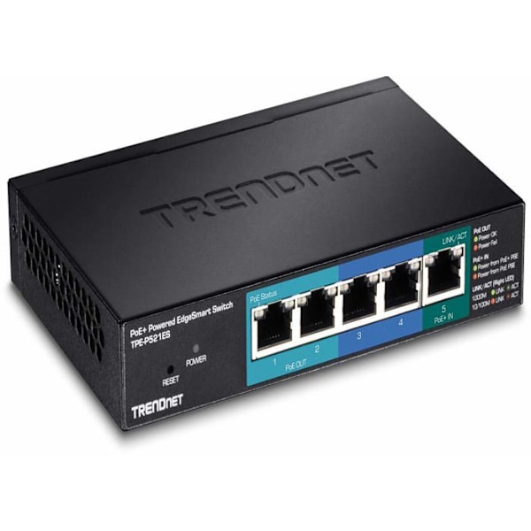 Intelligent switch - TRENDnet - TPE-P521ES - 5 portar - PoE+ - Gigabit Ethernet Svart