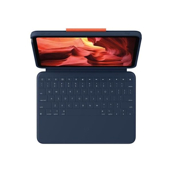 - Logitech - Logitech Rugged Combo 4 - Tangentbord och fodral - Apple Smart-kontakt - klassisk blå - för Apple 10,9-tums iPad (10:e)