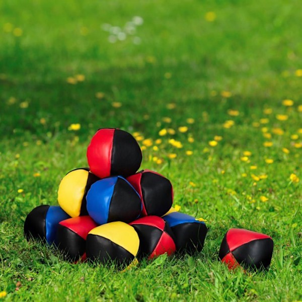 Jongleringsboll - Relaxdays - 10044133 - 15-pack - Diameter 6,5 cm - Vikt 100 g svart, blått, rött