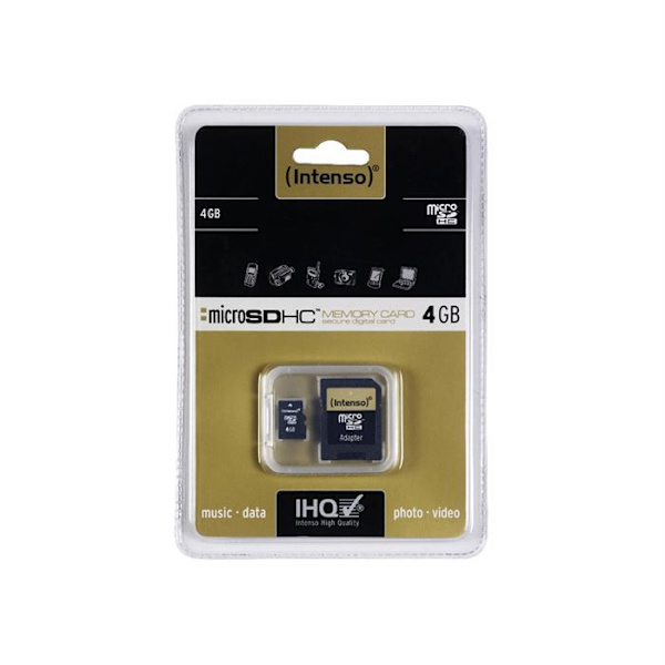 Intenso MicroSDHC 4GB med adapter