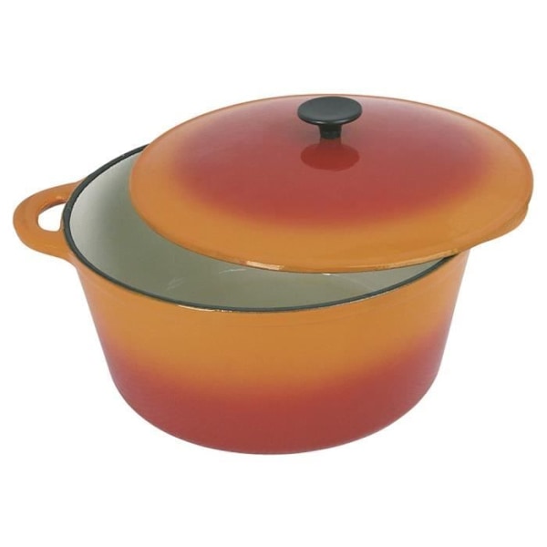 CREALYS GRAND CHEF Rund gryta i emaljerat gjutjärn - Ø 32 cm - 9 L - Orange - Alla värmekällor inklusive induktion Orange