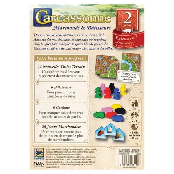 Strategispel Asmodee Carcassonne Utvidgning 2 Handelsmän och Byggare