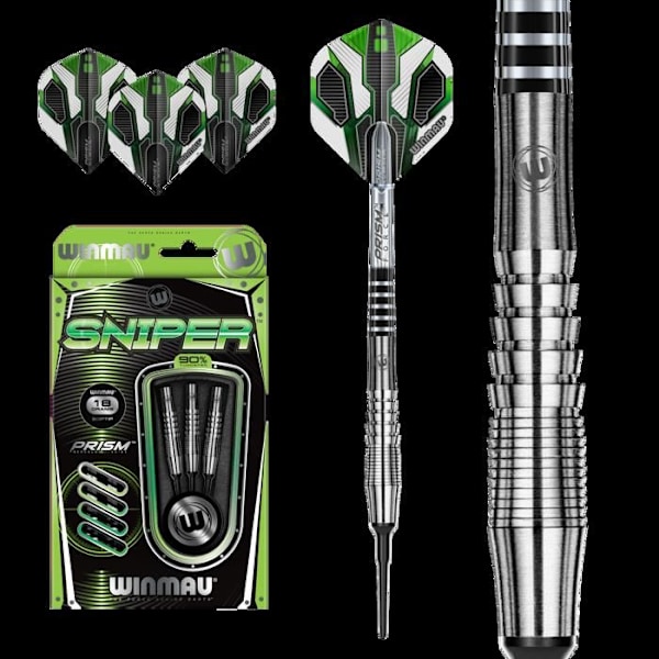 Winmau Sniper 90% mjuk spets 18g - Plast spetspilar Zilver