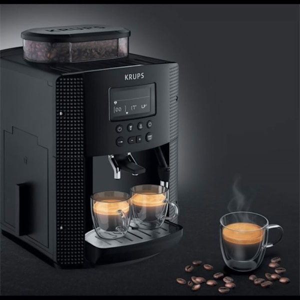 Kaffemaskin med kvarn - KRUPS - LCD-skärm - Automatisk rengöring - EA815070 Svart