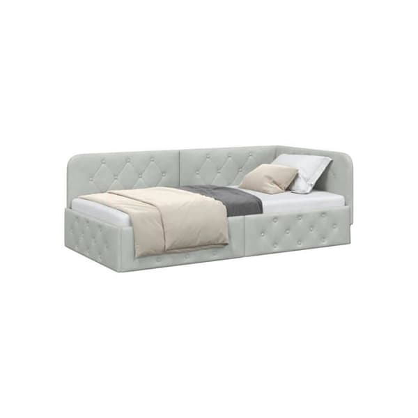 Vinkelsängram i sammet - vidaXL - Ljusgrå - 90x190 cm - L-formad design - Mångsidig soffbed Ljusgrått