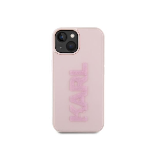 Fodral - KARL LAGERFELD - iPhone 15 Plus - Lädereffekt och glittrande logotyp - Rosa - Karl Glitter Rosa