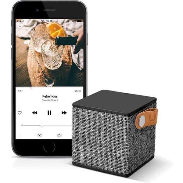 FRESH 'N REBEL ROCKBOX CUBE FABRIQ Grå Bluetooth-högtalare