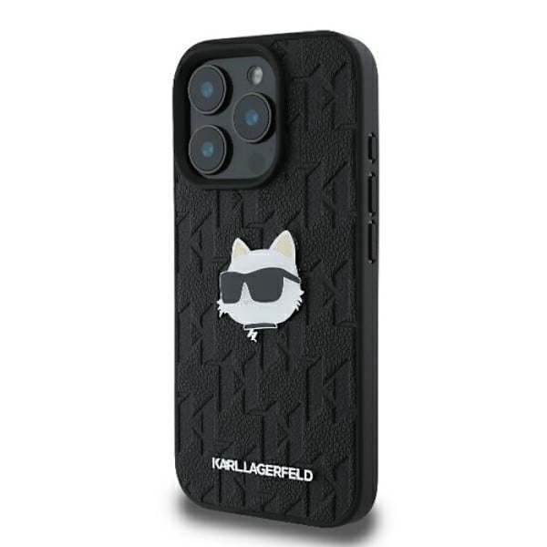 Coque för iPhone 16 Pro Max med hårnål Monogram Karl Lagerfeld Choupette (svart) svart