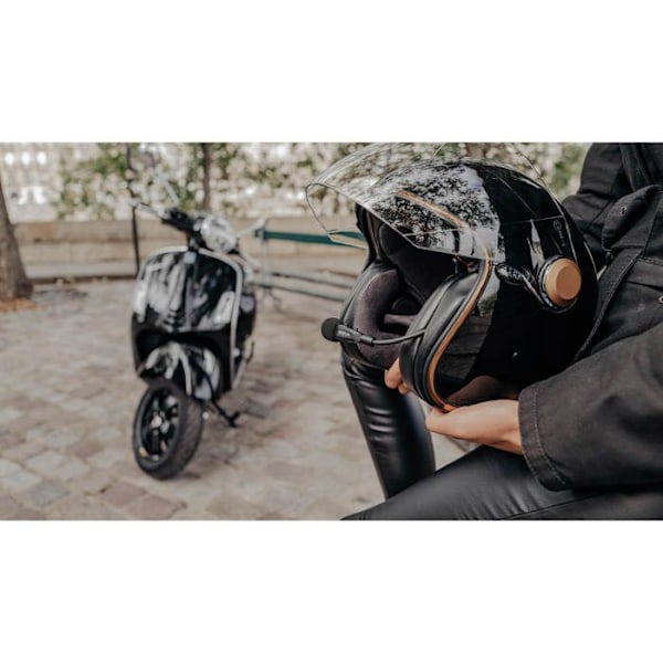 Bluetooth motorcykel intercom för Sena 3S jethjälm med mikroskaft svart