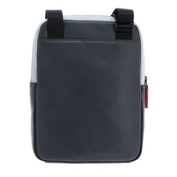 Axelväska med band - PIQUADRO - Urban Crossbody Bag - Läder - Grå/Svart - 21x27x7 cm grå, svart, röd