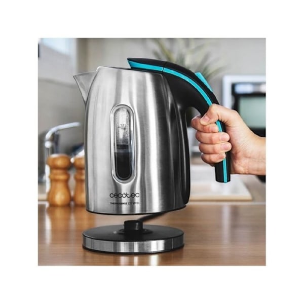 Cecotec ThermoSense 220 elektrisk vattenkokare i stål. 1,2 L, BPA-fri, Rostfritt stål, 360 Bas, Anti-kalkfilter, Triple Syst