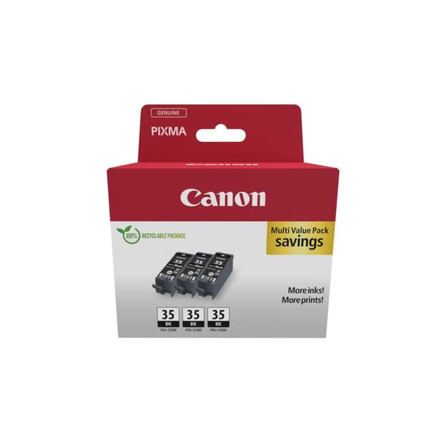 Pack av 3 CANON PGI-35 BK bläckpatroner - SVART