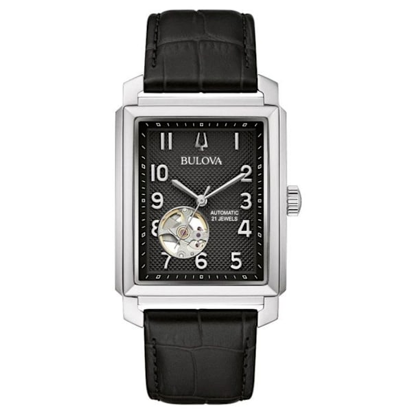 Klocka - Bulova - 96A269 - Automatisk - Svart läder - Vattentät 3 bar Svart
