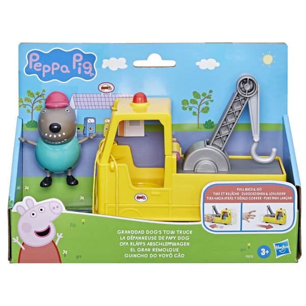 Bärgningsbil - PEPPA PIG - Morfar - Svart - Rörligt tak - Rörlig krok