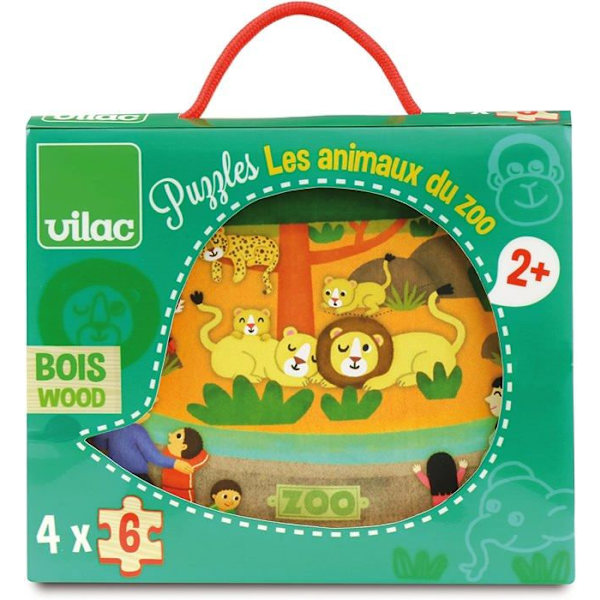 Pussel 4 x 6 bitar: Zoo-djuren Aqua