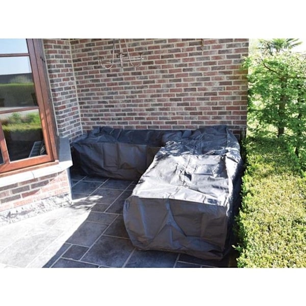 Perel Trädgårdsfodral för L-format vardagsrum 250 cm set, svart, 215 x 215 x 70 cm - OCLSL250 grå