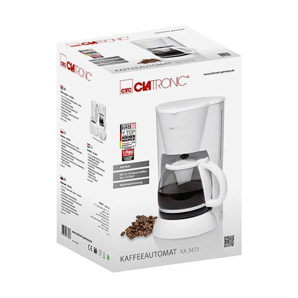 Kaffebryggare - CLATRONIC - KA 3473 - 14 koppar - Filter - Vit Vit