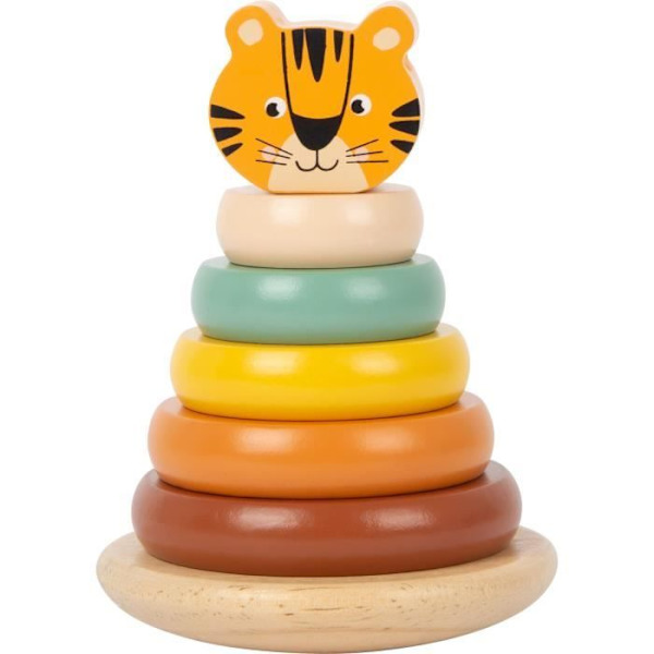 Small Foot junior safari tigerstapeltorn 14 cm trä 7 st Orange