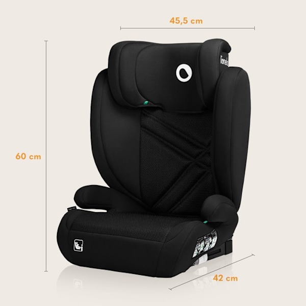 Bilstol för spädbarn LIONELO Hugo i-Size - ISOFIX - 100-150 cm - Grupp 2/3 - Höjdjusterbart nackstöd - Svart Svart
