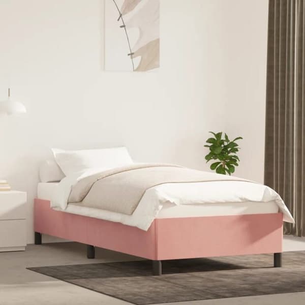 vidaXL Sängram utan madrass rosa 100x200 cm sammet 347311
