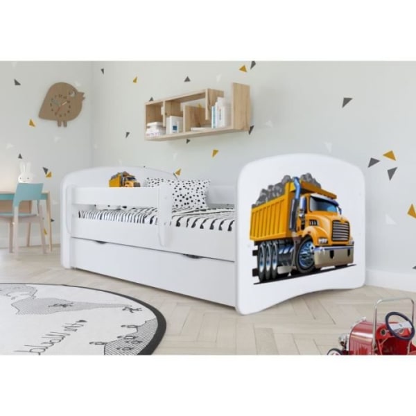 Kocot Kids Babydreams vit lastbilssäng med en låda utan madrass 160/80 - 5903271976591