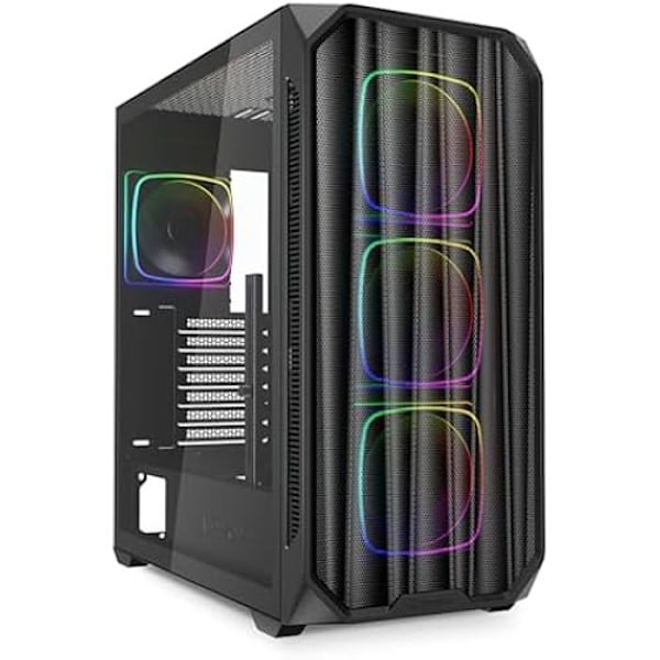 ATX PC-chassi - SHARKOON - AK5M RGB - PWM RGB-fläktar - Radiatorstöd - Rymlig design Svart