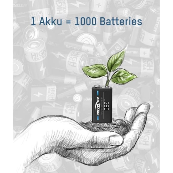 ANSMANN 9V batterityp 280mAh NiMH 1,2V - E-Block (2 st)