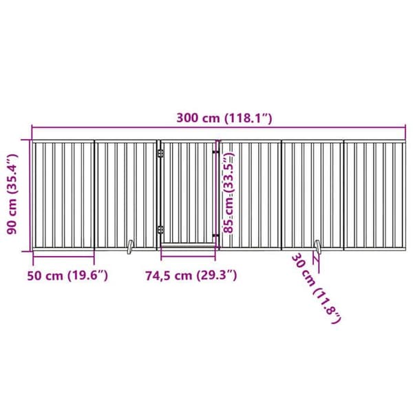 vidaXL Hundstängsel och dörr 6 paneler svart poppelträ 352191