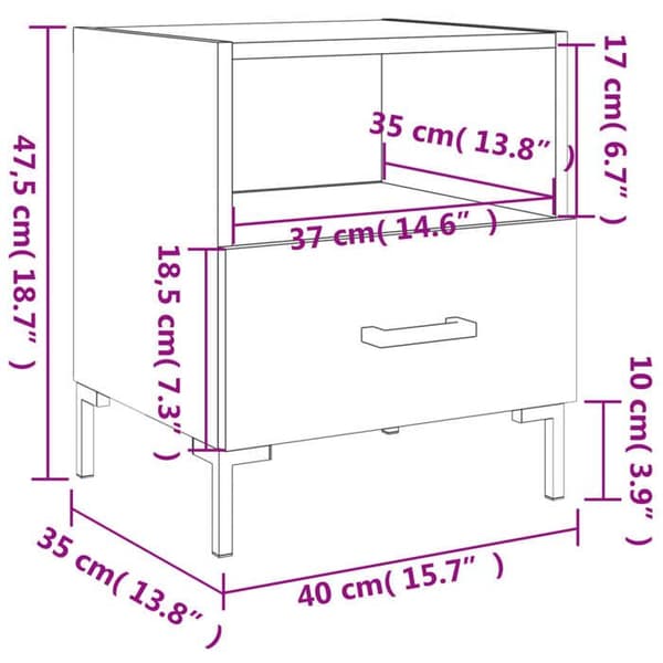 vidaXL Sängbord 2 st Vit 40x35x47,5 cm Konstruerat trä 827437
