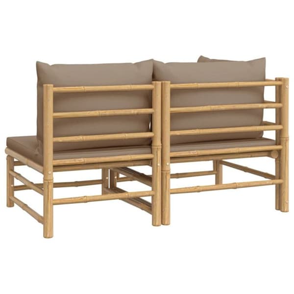 vidaXL Trädgårdsmöbelset 2 st med kuddar Taupe Bamboo 362284