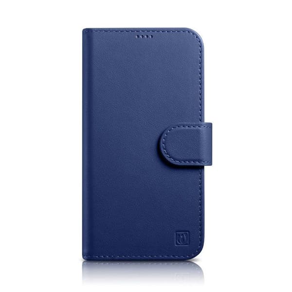 2-i-1 plånboksfodral i läder för iPhone 14 Plus, RFID-skydd, blå