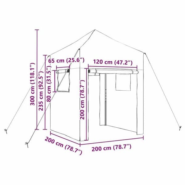 Fällbart växthus - vidaXL - Grön - 200x200x300 cm - Järnram - Polyetenöverdrag - Fällbar Grön