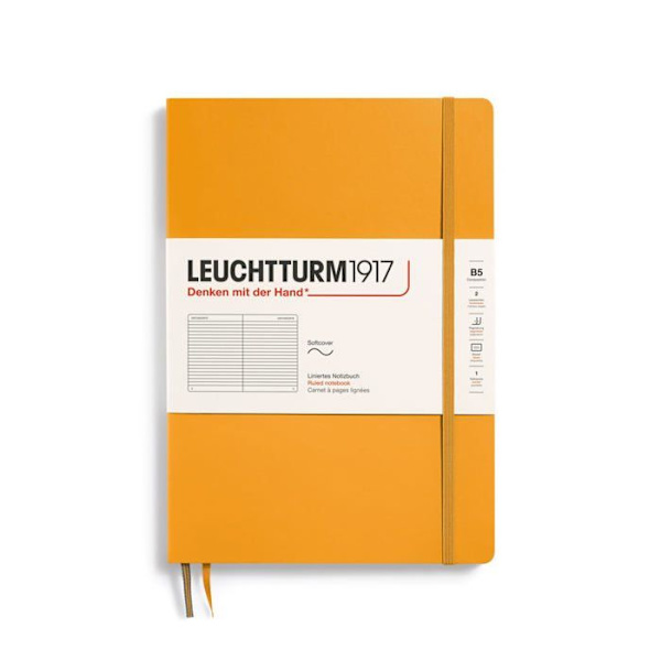 Leuchtturm1917 - 365635 - Composition Notebook (B5), Mjuk pärm, 123 numrerade sidor, Rising Sun, linje