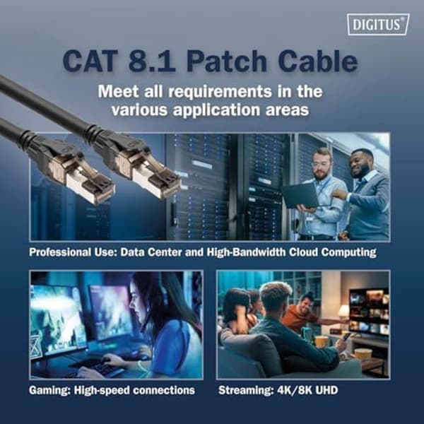 Câble LAN Cat 8.1 - DIGITUS - 1 m - RJ45 - PoE++ - S/FTP - 40 Gbit/s