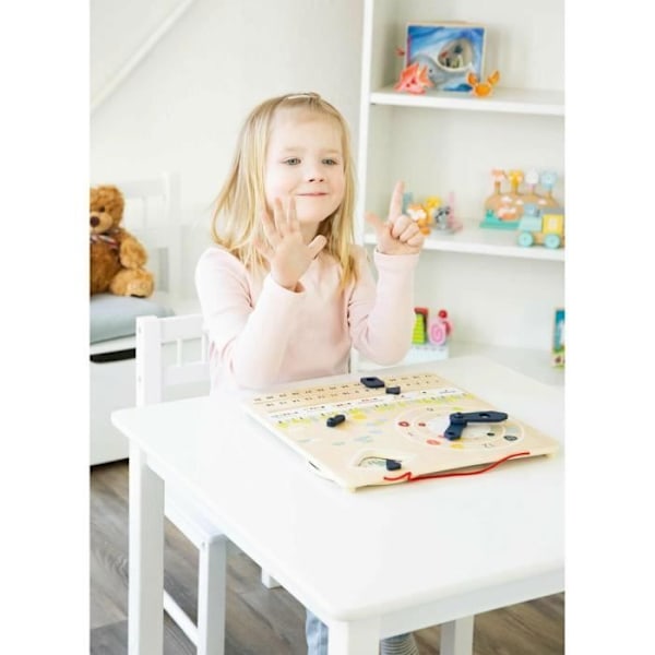 Didaktisk Kalender - Liten Fot - Trä Klocka - 12/24 Timmar - Väder Lärande - 3 År+