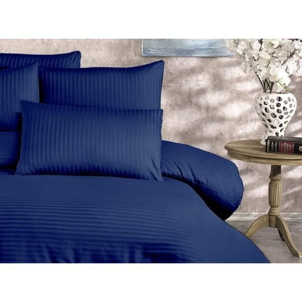 Sängkläder - 1 påslakan 220 x 240 cm + 2 örngott 60 x 60 cm - 70% polyester, 30% bomull - Blå Mörkblå