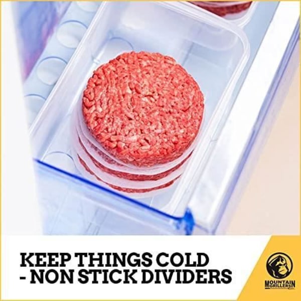 MOUNTAIN GRILLERS Hackat biffpapper - BBQ-vaxade hamburgerark - Rund form 750 ark - Patty Press
