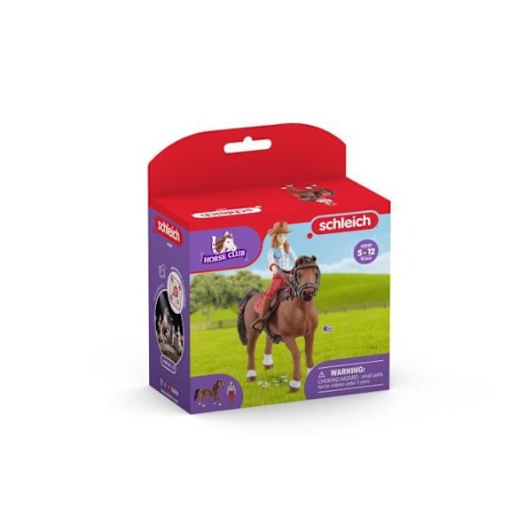 Ryttarfiguren Hannah och Cayenne, från 5 år, Schleich 42539 Horse Club - box, 15,1 x 7,9 x 18 cm Flerfärgad