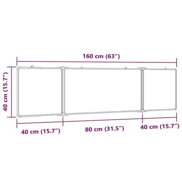 Fällbart magnetiskt whiteboard – vidaXL – 160x40x1,7 cm – Torrtavla – Fällbar – Väggmontering