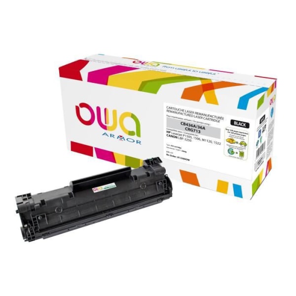 OWA - Svart - renoverad - tonerkassett (alternativ för: HP CB436A, Canon CRG-713)