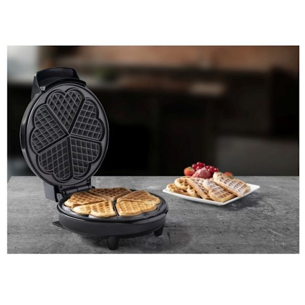 Bestron Våffelbryggare för klassiska hjärtformade våfflor, Våffelmaskin med non-stick beläggning, 700 Watt, Färg: Koppar