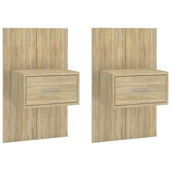 vidaXL Vägghängda Sängbord 2 st Sonoma Ek 810978